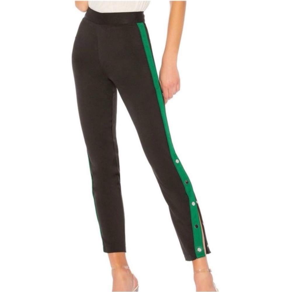 Lovers + Friends On Track Snap Leggings in Black and Green